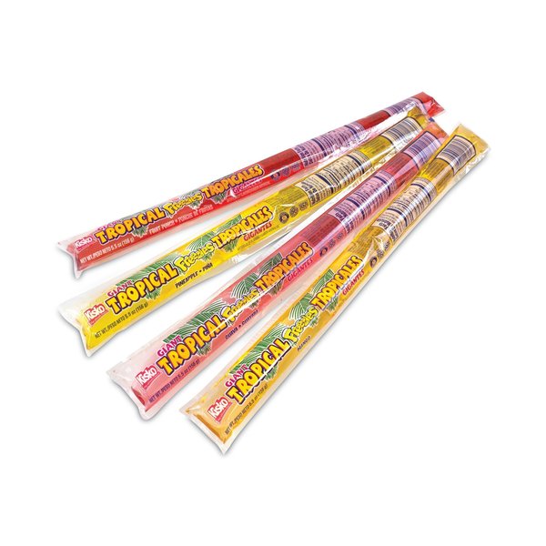 Kisko Giant Tropical Freezies Ice Pops, 5.5 oz Tube, Fruit Punch, Guava, Mango, Pineapple, 50PK 74865